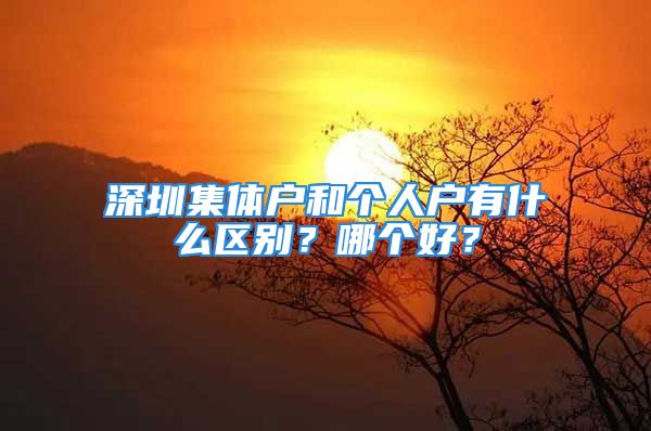 深圳集体户和个人户有什么区别？哪个好？