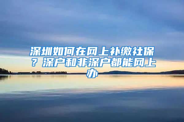 深圳如何在网上补缴社保？深户和非深户都能网上办