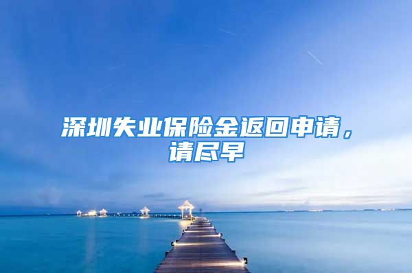 深圳失业保险金返回申请，请尽早