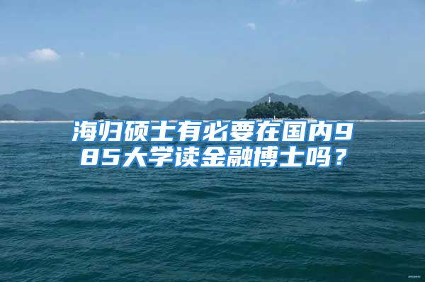 海归硕士有必要在国内985大学读金融博士吗？