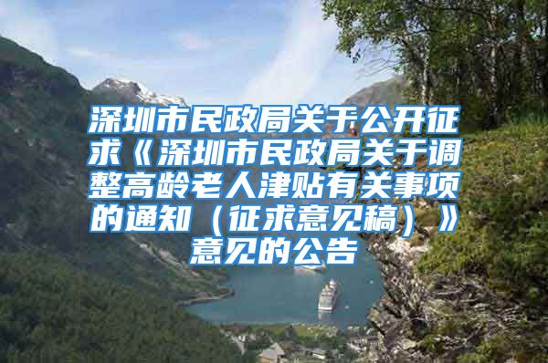 深圳市民政局关于公开征求《深圳市民政局关于调整高龄老人津贴有关事项的通知（征求意见稿）》意见的公告