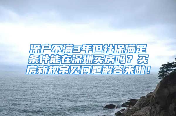 深户不满3年但社保满足条件能在深圳买房吗？买房新规常见问题解答来啦！