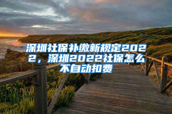 深圳社保补缴新规定2022，深圳2022社保怎么不自动扣费