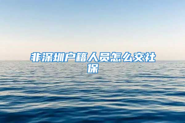 非深圳户籍人员怎么交社保