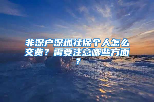 非深户深圳社保个人怎么交费？需要注意哪些方面？