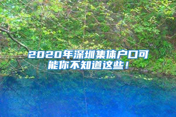 2020年深圳集体户口可能你不知道这些！