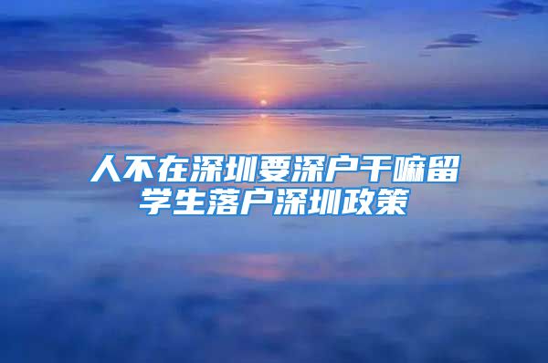 人不在深圳要深户干嘛留学生落户深圳政策