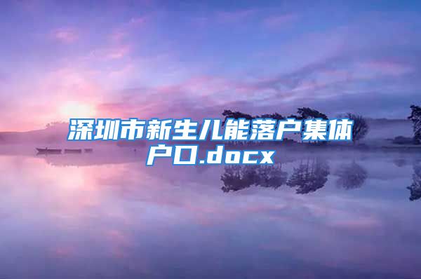 深圳市新生儿能落户集体户口.docx