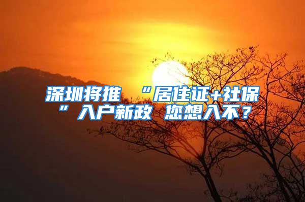 深圳将推 “居住证+社保”入户新政 您想入不？