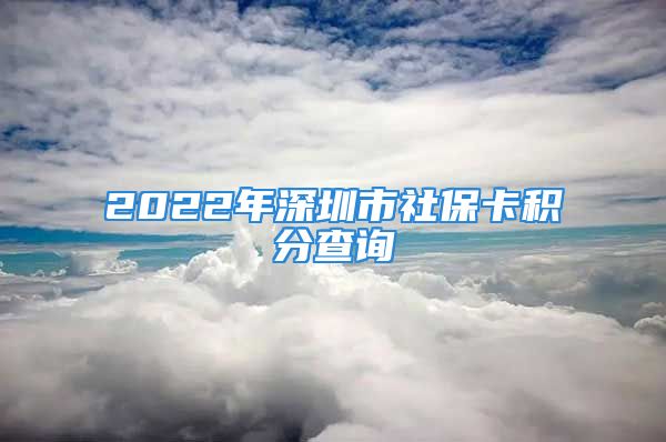 2022年深圳市社保卡积分查询