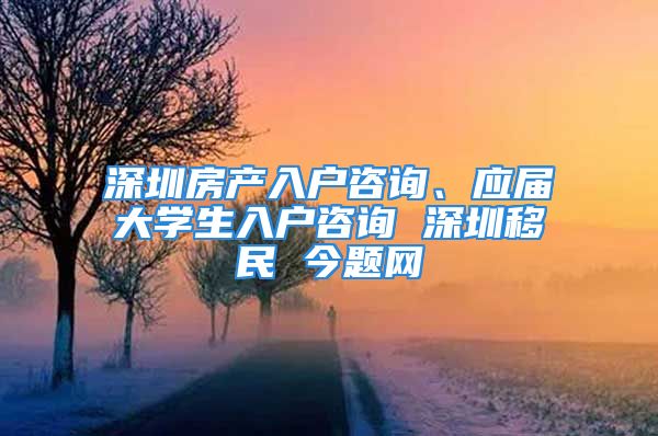 深圳房产入户咨询、应届大学生入户咨询 深圳移民 今题网