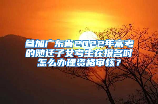 参加广东省2022年高考的随迁子女考生在报名时怎么办理资格审核？