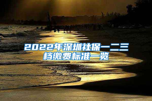 2022年深圳社保一二三档缴费标准一览