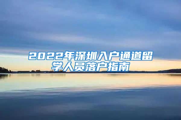 2022年深圳入户通道留学人员落户指南