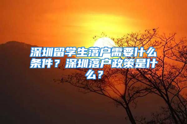 深圳留学生落户需要什么条件？深圳落户政策是什么？