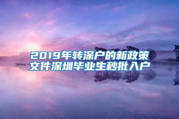 2019年转深户的新政策文件深圳毕业生秒批入户