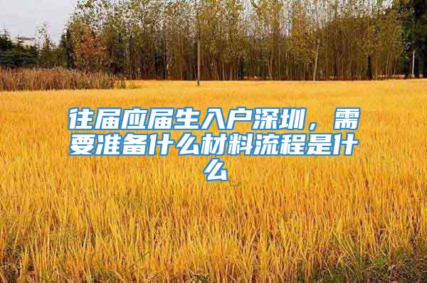 往届应届生入户深圳，需要准备什么材料流程是什么