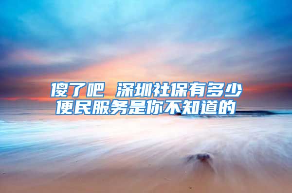 傻了吧 深圳社保有多少便民服务是你不知道的