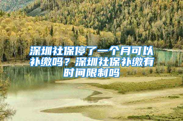 深圳社保停了一个月可以补缴吗？深圳社保补缴有时间限制吗