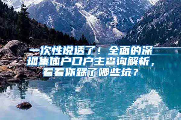 一次性说透了！全面的深圳集体户口户主查询解析，看看你踩了哪些坑？