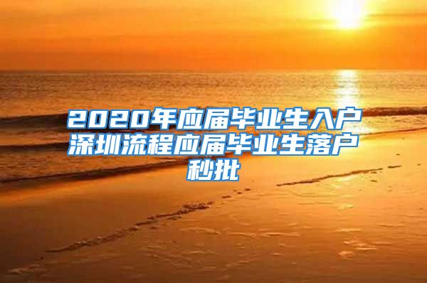 2020年应届毕业生入户深圳流程应届毕业生落户秒批