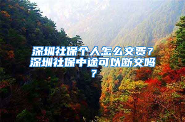 深圳社保个人怎么交费？深圳社保中途可以断交吗？