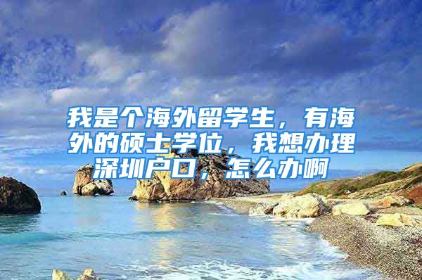 我是个海外留学生，有海外的硕士学位，我想办理深圳户口，怎么办啊