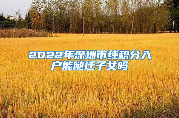 2022年深圳市纯积分入户能随迁子女吗