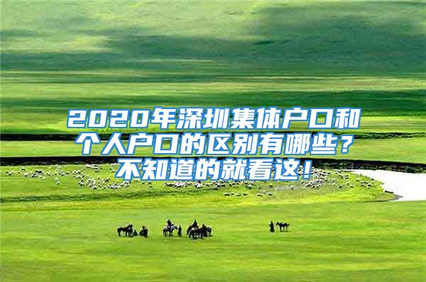 2020年深圳集体户口和个人户口的区别有哪些？不知道的就看这！