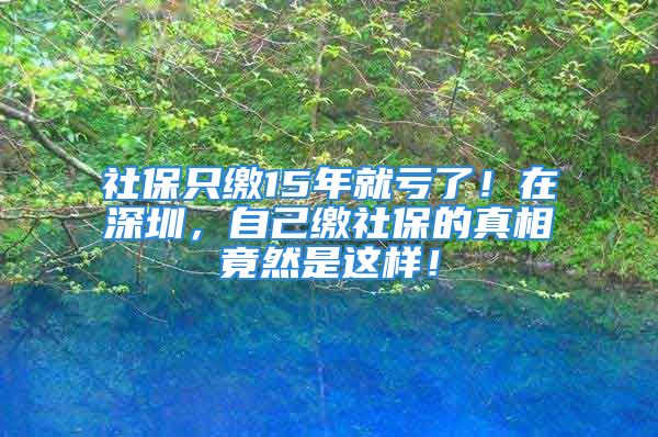 社保只缴15年就亏了！在深圳，自己缴社保的真相竟然是这样！