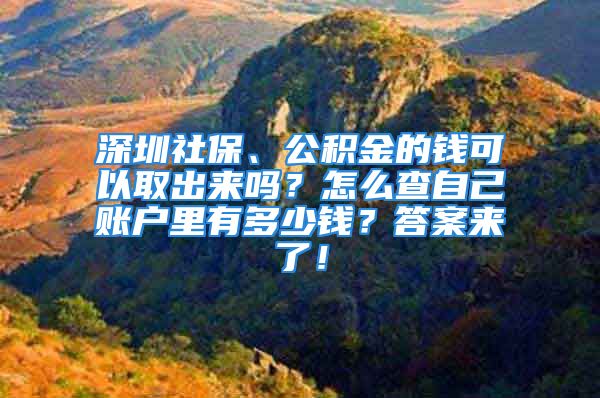 深圳社保、公积金的钱可以取出来吗？怎么查自己账户里有多少钱？答案来了！