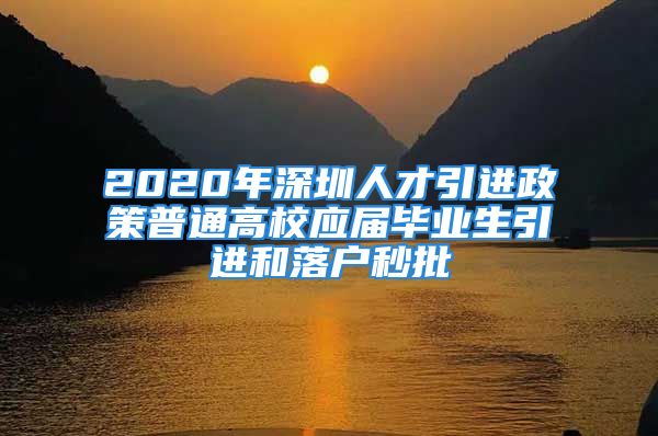 2020年深圳人才引进政策普通高校应届毕业生引进和落户秒批