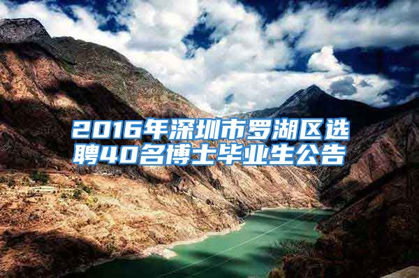 2016年深圳市罗湖区选聘40名博士毕业生公告