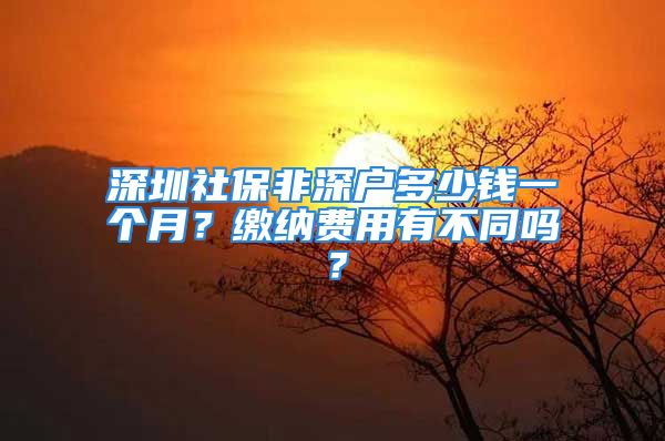 深圳社保非深户多少钱一个月？缴纳费用有不同吗？