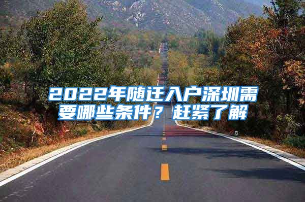 2022年随迁入户深圳需要哪些条件？赶紧了解