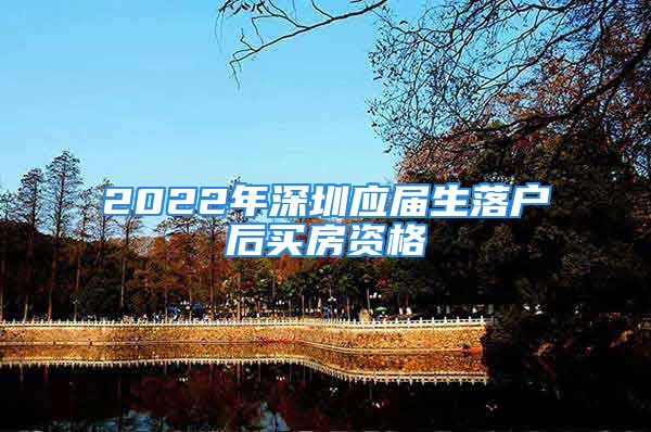 2022年深圳应届生落户后买房资格