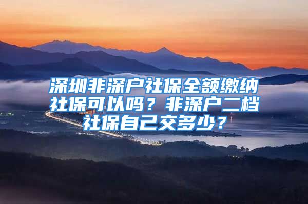 深圳非深户社保全额缴纳社保可以吗？非深户二档社保自己交多少？