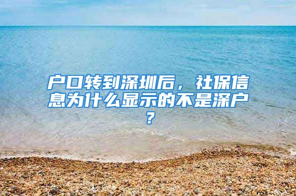 户口转到深圳后，社保信息为什么显示的不是深户？