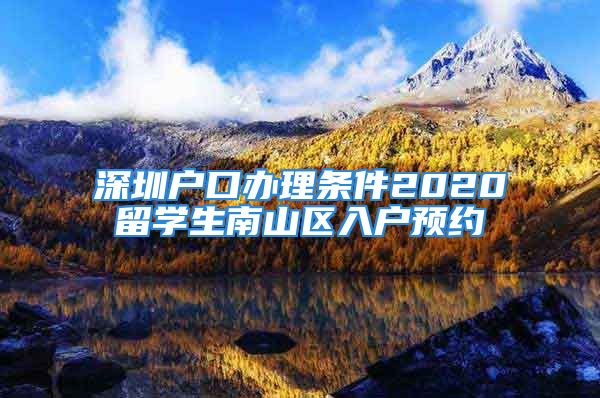 深圳户口办理条件2020留学生南山区入户预约