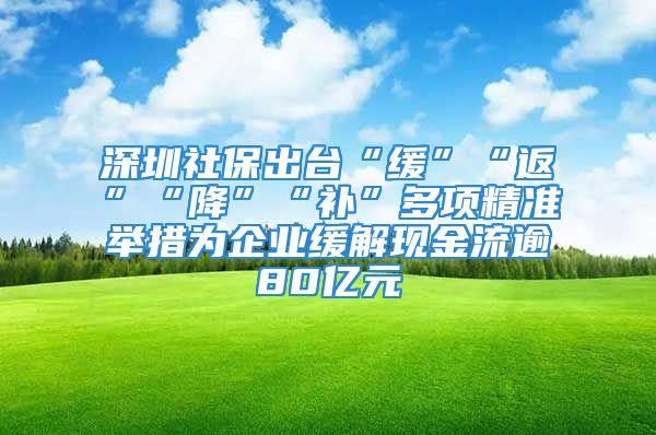 深圳社保出台“缓”“返”“降”“补”多项精准举措为企业缓解现金流逾80亿元