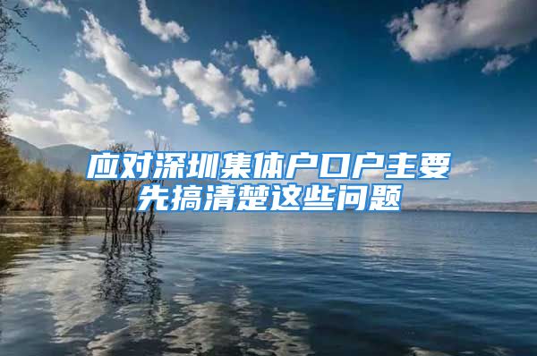 应对深圳集体户口户主要先搞清楚这些问题