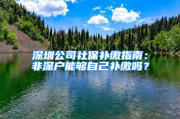 深圳公司社保补缴指南：非深户能够自己补缴吗？