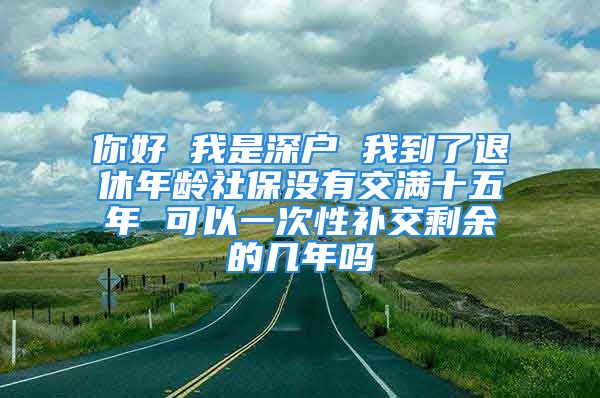 你好 我是深户 我到了退休年龄社保没有交满十五年 可以一次性补交剩余的几年吗