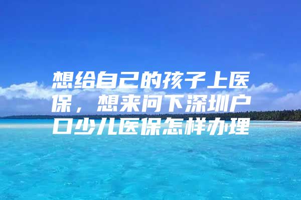 想给自己的孩子上医保，想来问下深圳户口少儿医保怎样办理