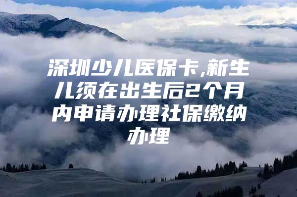 深圳少儿医保卡,新生儿须在出生后2个月内申请办理社保缴纳办理