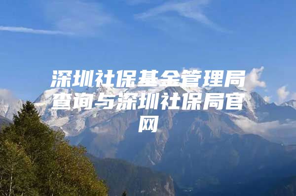 深圳社保基金管理局查询与深圳社保局官网