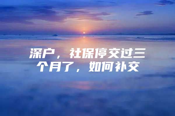 深户，社保停交过三个月了，如何补交