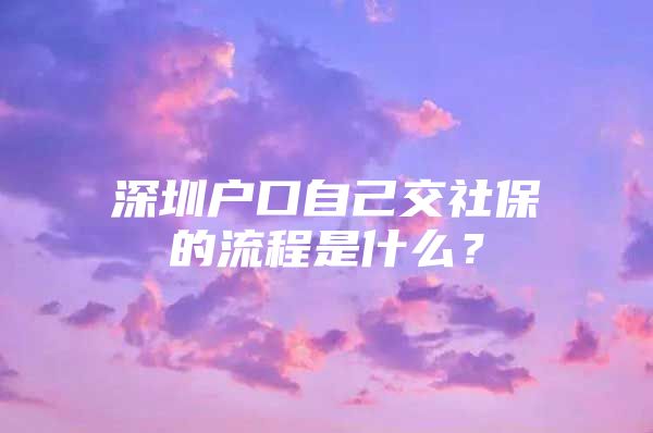 深圳户口自己交社保的流程是什么？