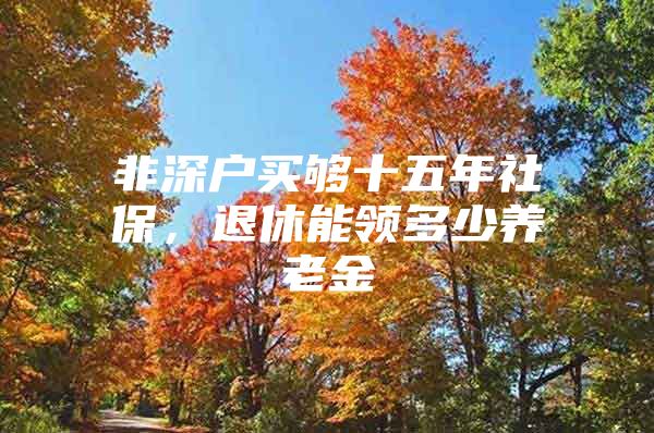 非深户买够十五年社保，退休能领多少养老金