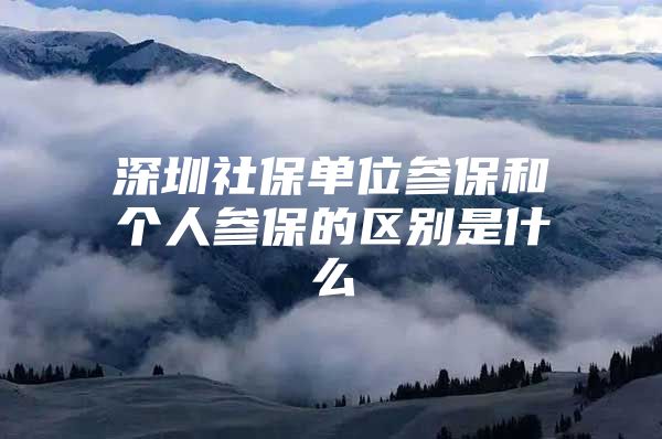 深圳社保单位参保和个人参保的区别是什么